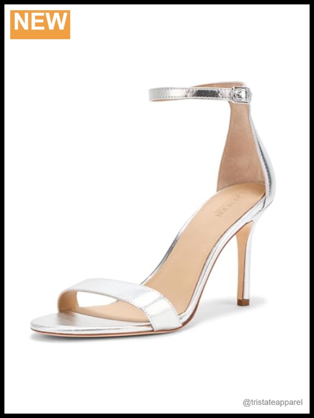 Women's Leather Heeled Sandals, Ankle Strap, 3.5" Heel